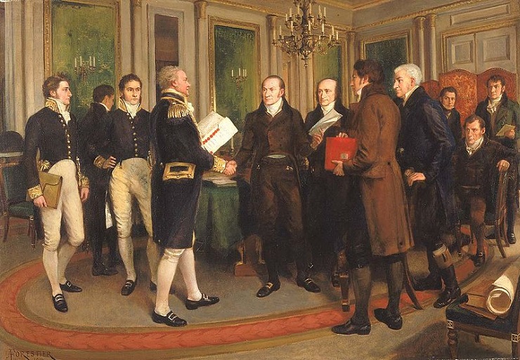 Signing of Treaty of Ghent, December 24th, 1814 (Amédée Forestier) (1845-1930)  Smithsonian American Art Museum, Washington, D.C., 
1922.5.2